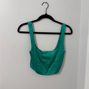 Zara Teal Satin Tank Top